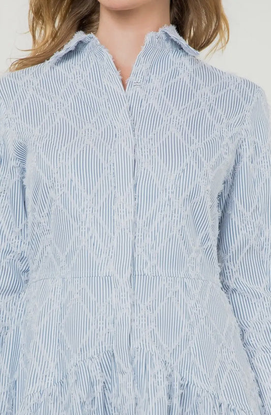 Savannah - Striped Fringe Detailed Dress