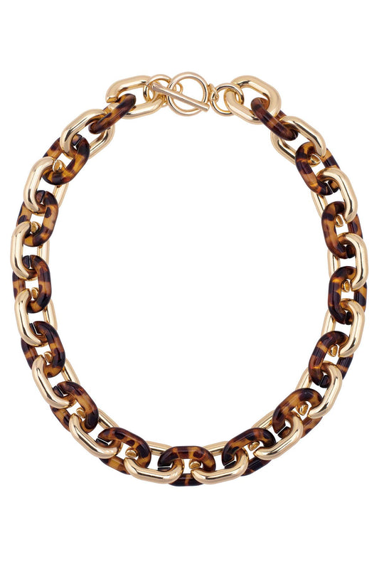 Ava Resin Linked Toggle Necklace in Tortoise
