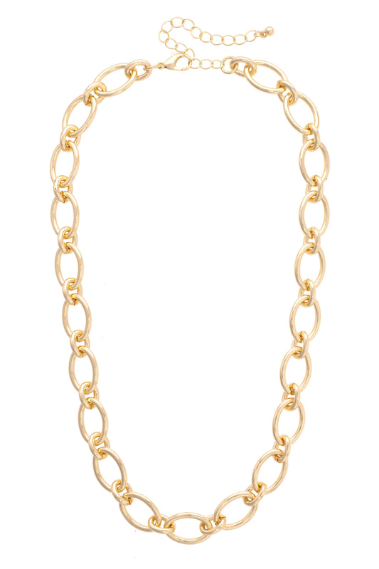 Connor Oval Linked Necklace in Shiny Gold