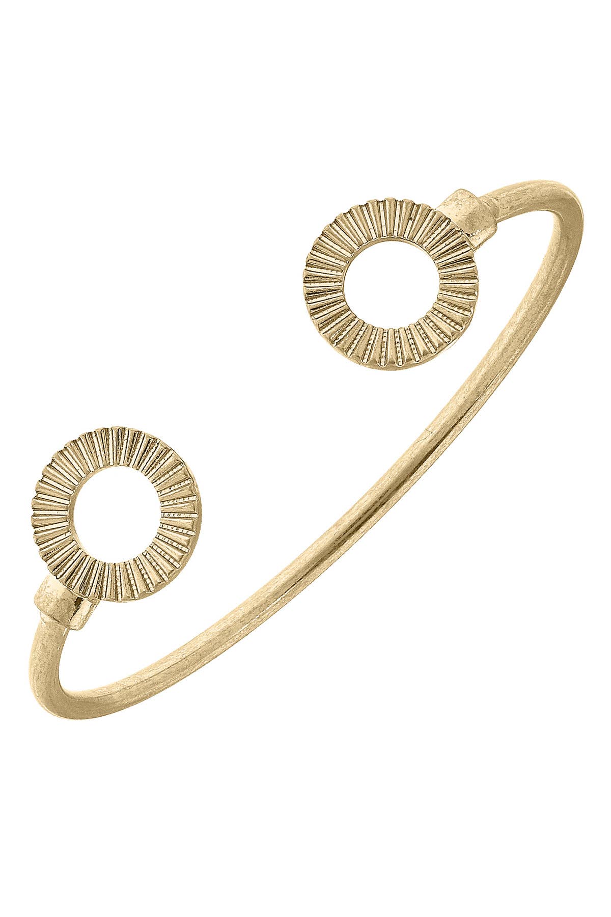 Savannah Fluted Metal Disc Cuff in Worn Gold