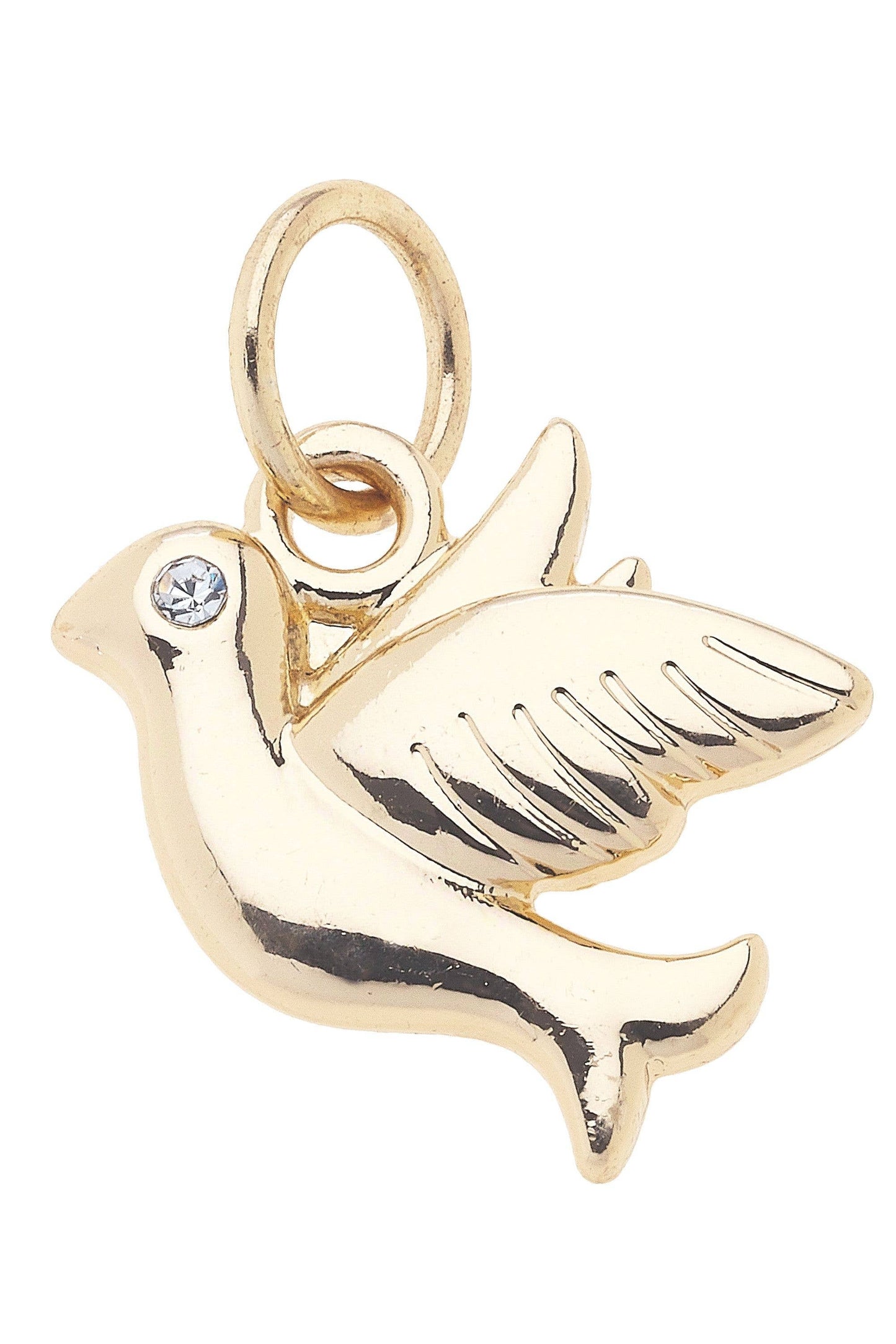 Dove Bird Charm in Shiny Gold