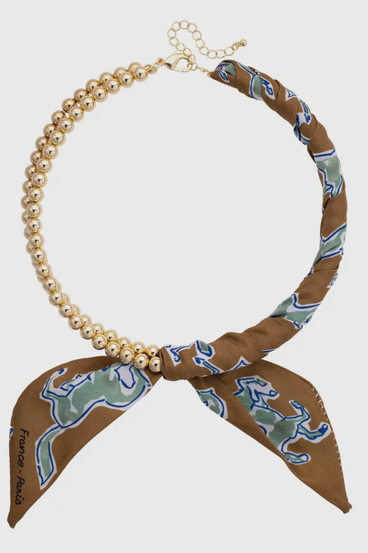 Winnie Ball Bead
Scarf Necklace in
Brown