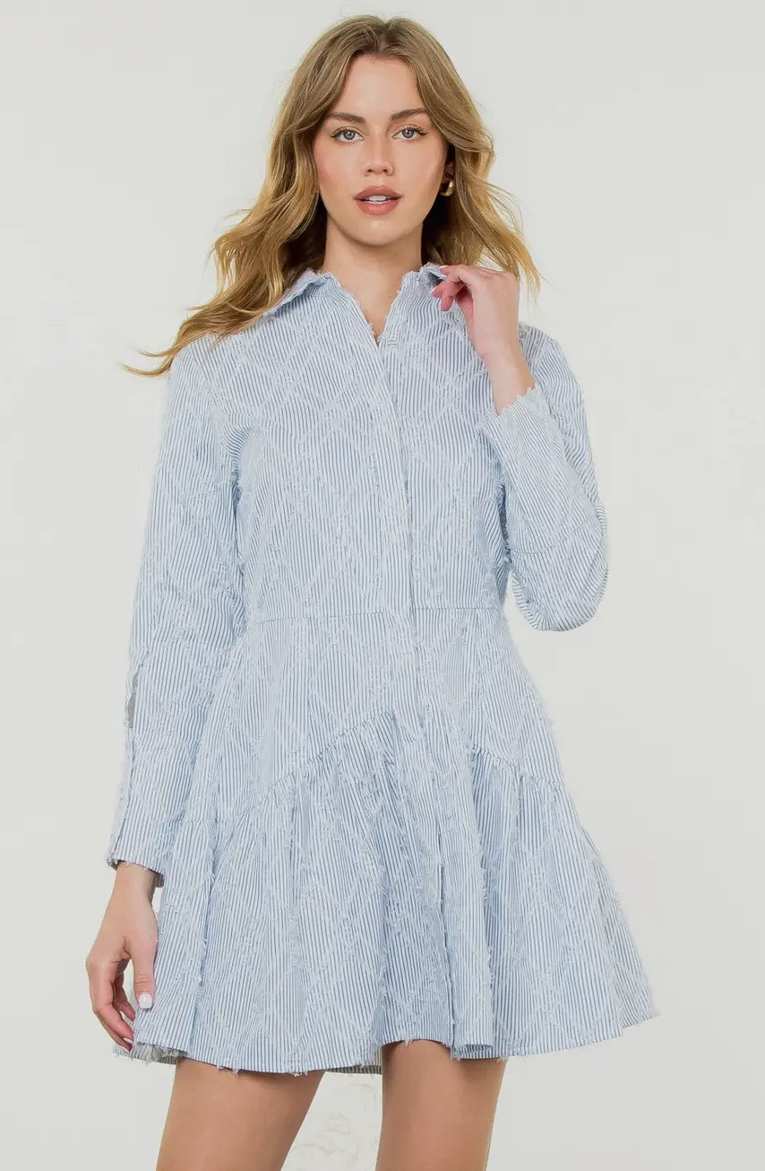 Savannah - Striped Fringe Detailed Dress