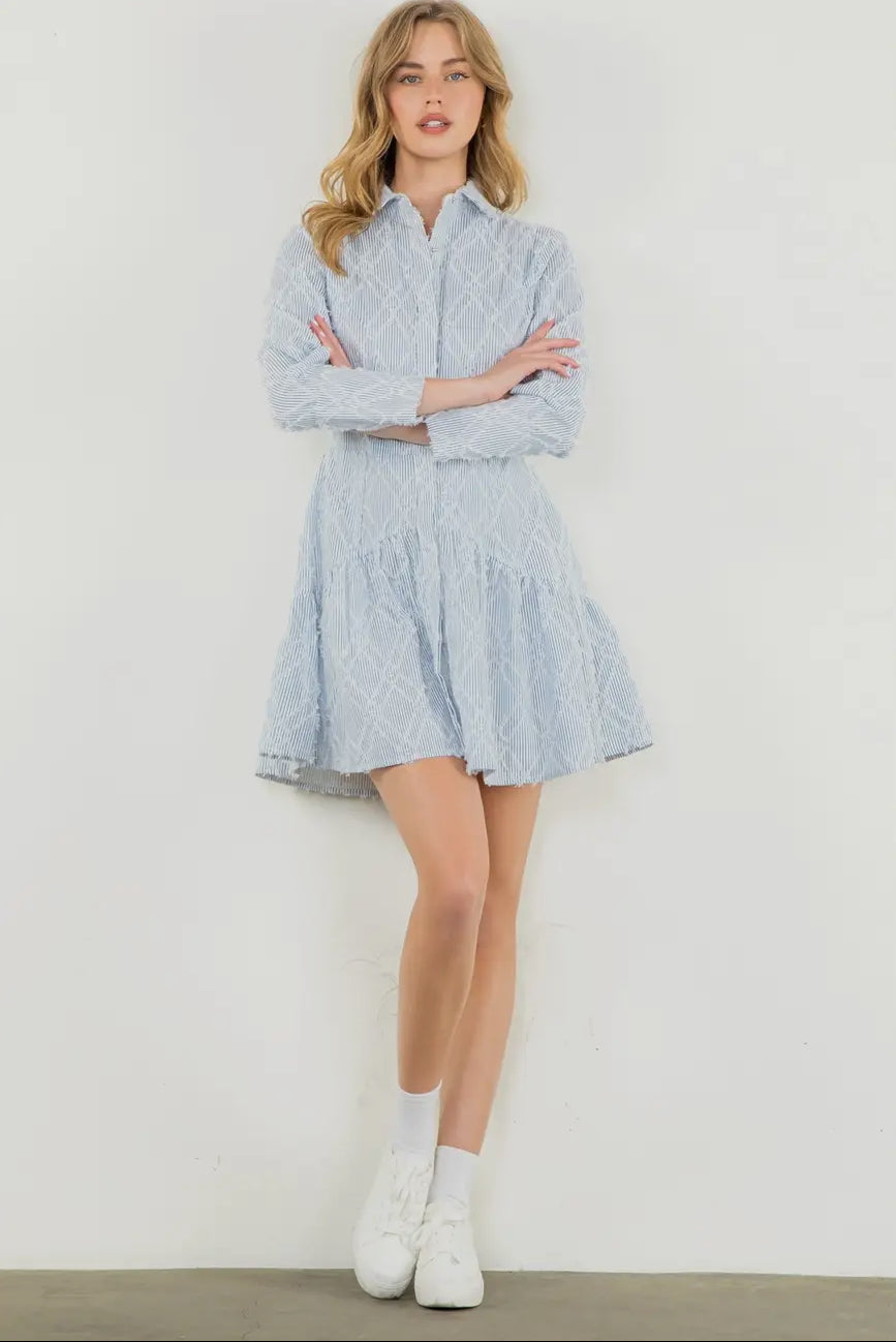 Savannah - Striped Fringe Detailed Dress