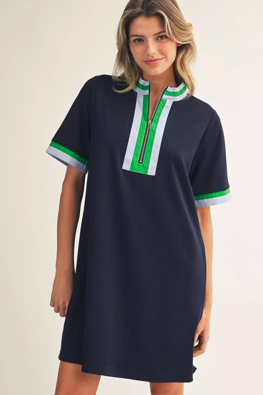 Nantucket Navy Mini Half Zip Dress