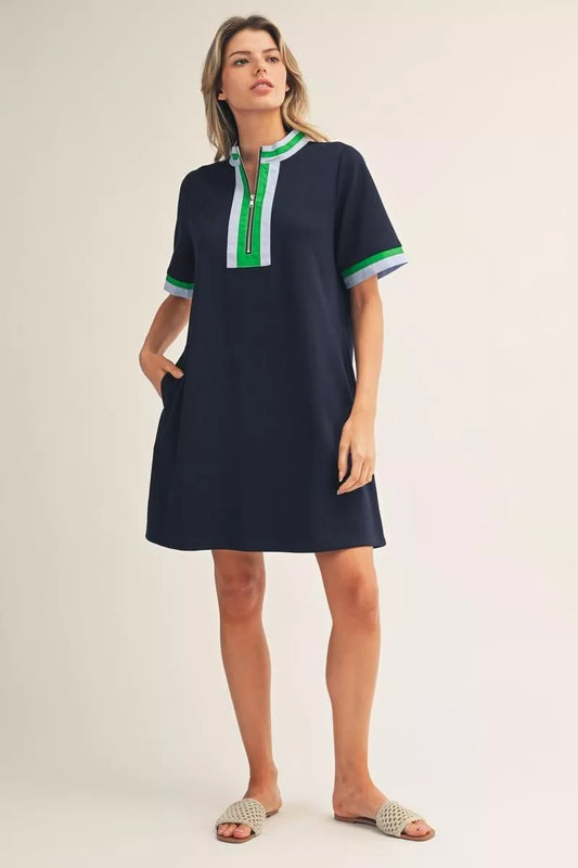 Nantucket Navy Mini Half Zip Dress