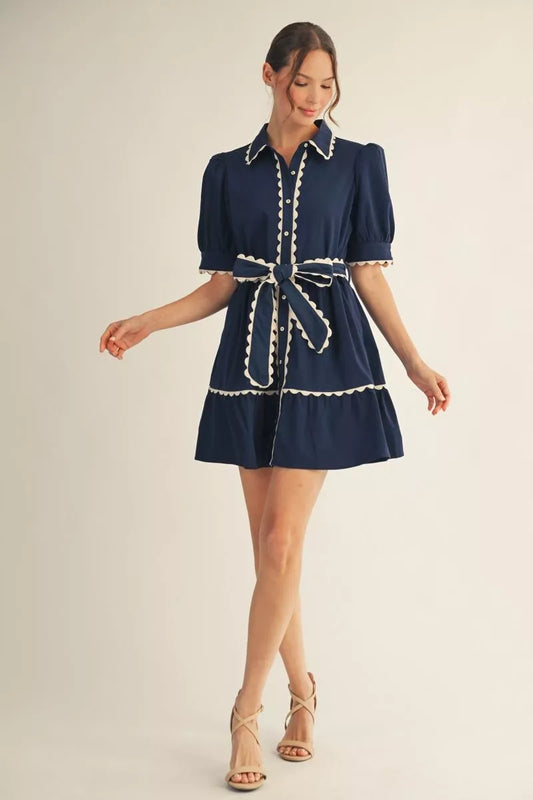 Caroline - Scalloped Trim Dress