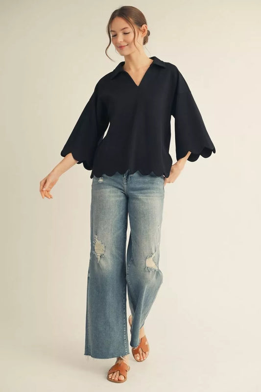 Diana - Scalloped Hem Top