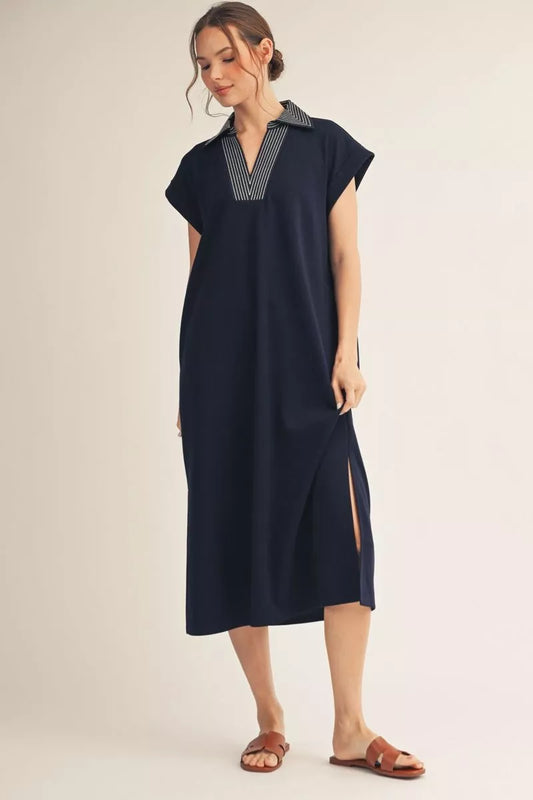 Dani - Navy Drop Shoulder Mini Dress