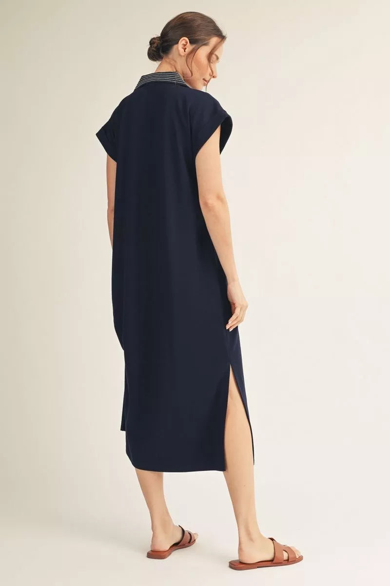 Dani - Navy Drop Shoulder Mini Dress