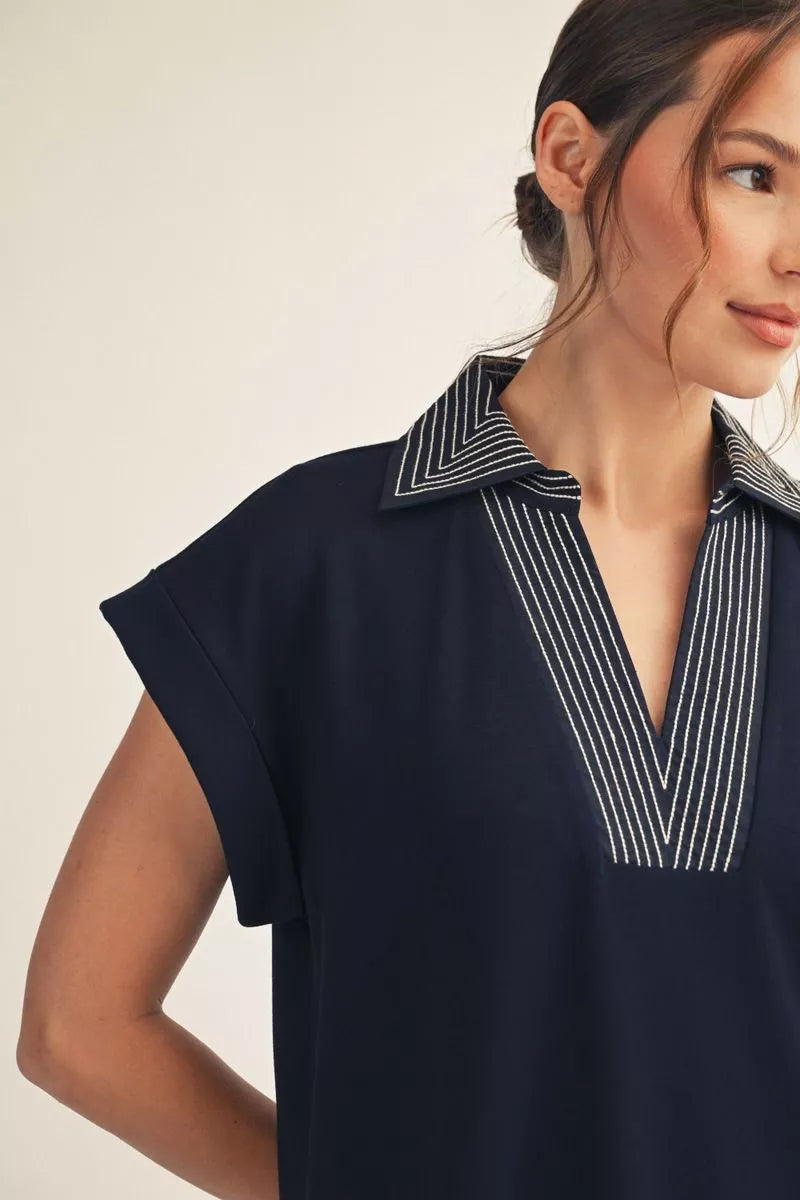 Dani - Navy Drop Shoulder Mini Dress