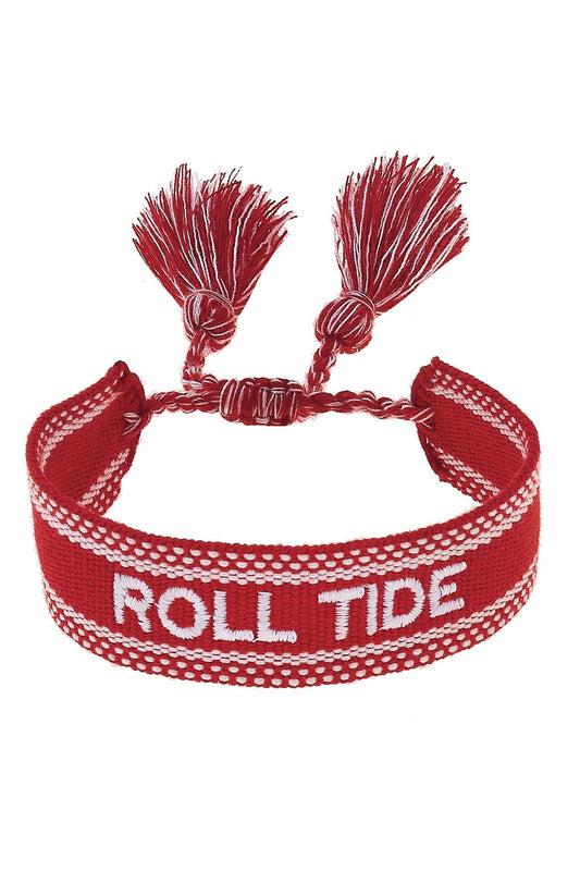 Alabama Crimson Tide Woven Tassel Bracelet in Crimson